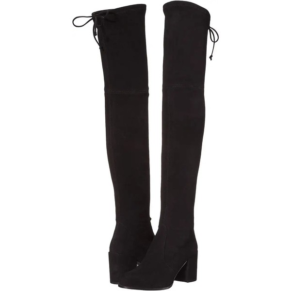 スチュアート ワイツマン レディース ブーツ＆レインブーツ シューズ Tieland Over the Knee Boot Black Suede Stretch