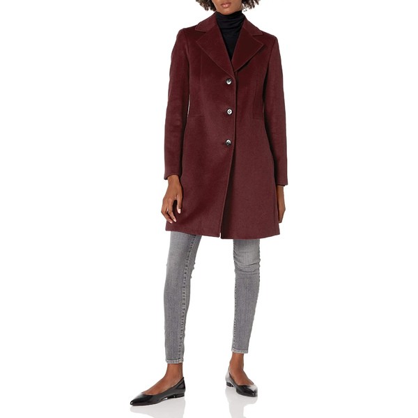 カルバンクライン レディース コート アウター Women's Polished Wool Coat with Button Detail Chianti