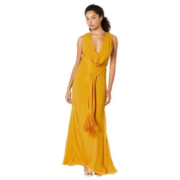 ビーシービージーマックスアズリア レディース ワンピース トップス Twist Front Fringe Gown Golden Glow