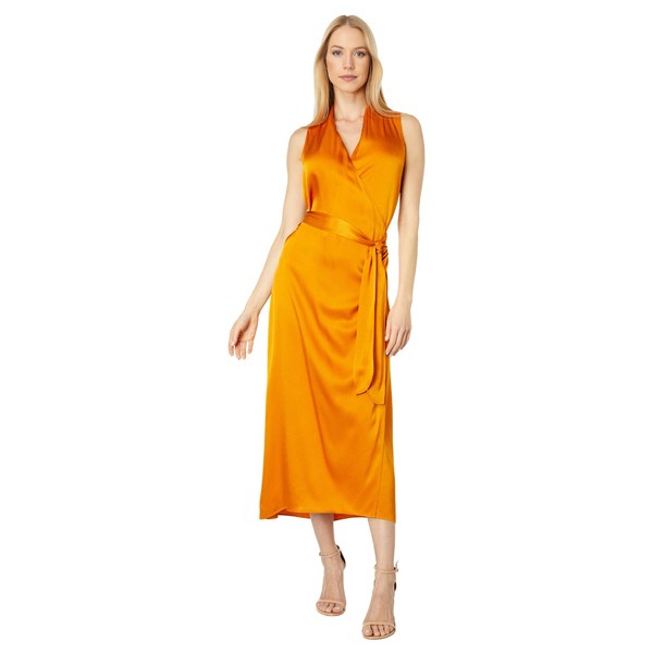 ヴィンス レディース ワンピース トップス Sleeveless Draped Wrap Dress Burnt Orange