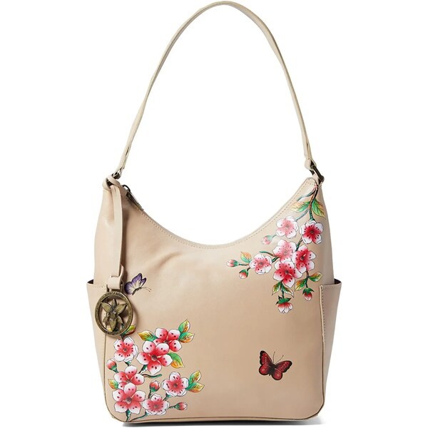 アヌシュカ レディース ハンドバッグ バッグ 382 Classic Hobo With Side Pockets Flower Garden Almond