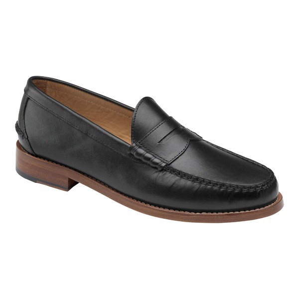 ジョンストンアンドマーフィー メンズ スリッポン・ローファー シューズ Halstead Penny Loafer Black Full Grain