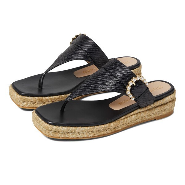 スチュアート ワイツマン レディース サンダル シューズ Pearl Buckle Espadrille Sandal Black