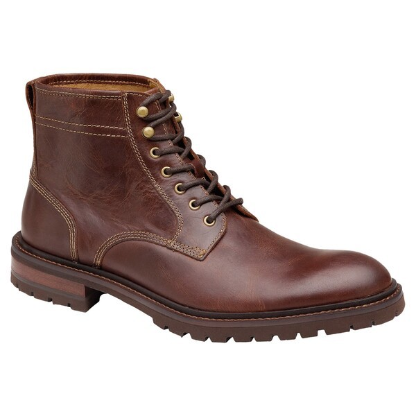 ジョンストンアンドマーフィー メンズ ブーツ＆レインブーツ シューズ Barrett Plain Toe Boot Mahogany Full Grain