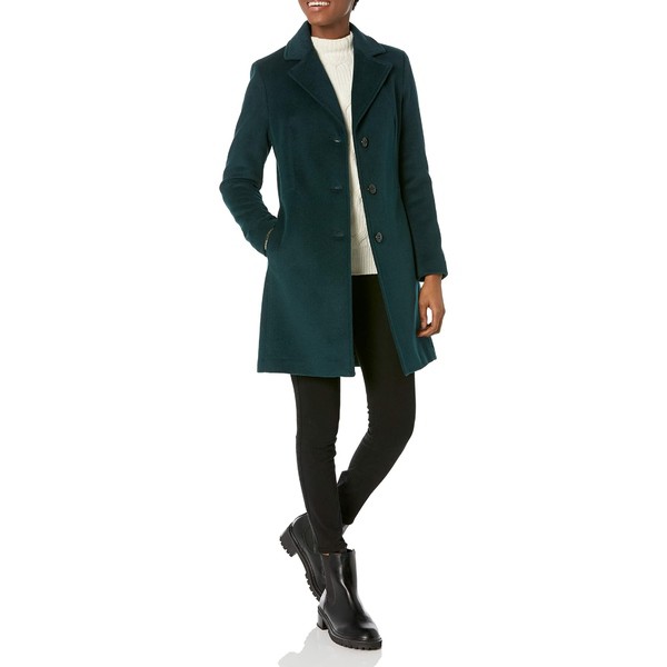 カルバンクライン レディース コート アウター Calvin Klein womens Classic Cashmere Wool Blend Coat Emerald