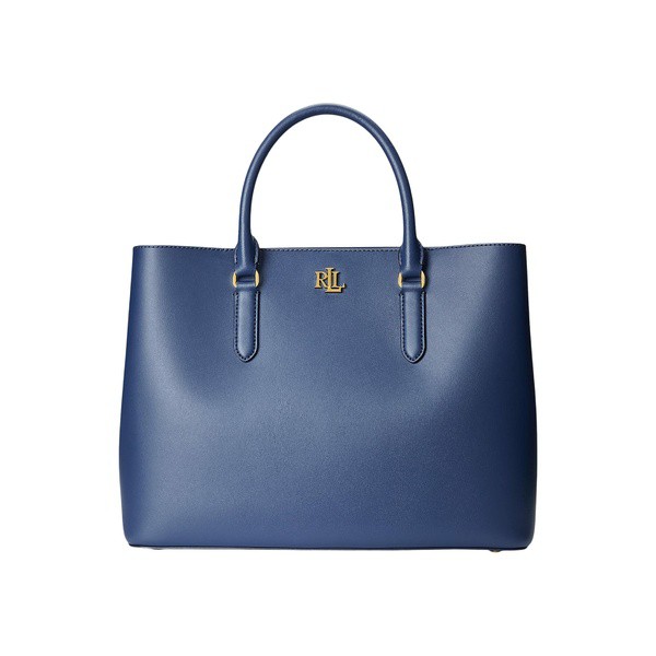 ラルフローレン レディース ハンドバッグ バッグ Smooth Leather Large Marcy Satchel Denim Blue