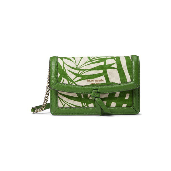 ケイト スペード レディース ハンドバッグ バッグ Knott Palm Fronds Printed Canvas Flap Crossbody Bitter Greens Multi