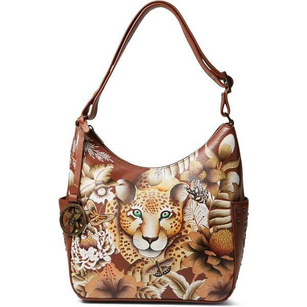 アヌシュカ レディース ハンドバッグ バッグ 433 Classic Hobo With Studded Side Pockets Cleopatra's Leopard Tan