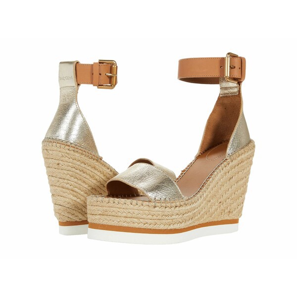 シーバイクロエ レディース ヒール シューズ Glyn Espadrille Wedge Light Gold