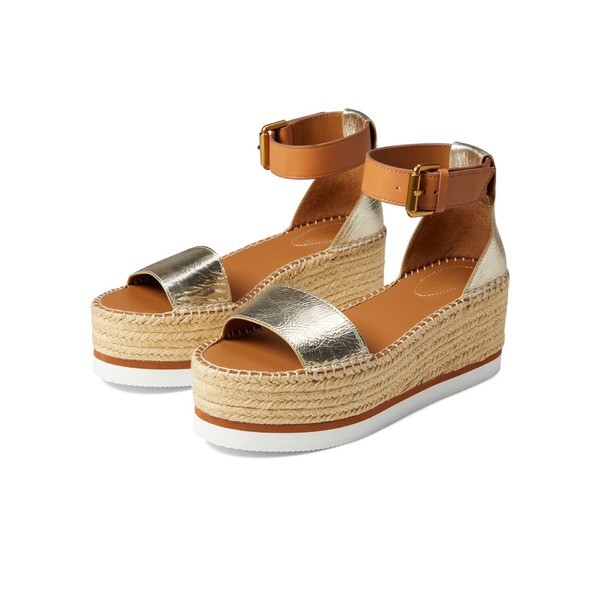 シーバイクロエ レディース ヒール シューズ Glyn Espadrille Wedge Platform Light Gold