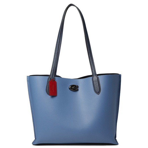 コーチ レディース ハンドバッグ バッグ Color-Block Leather with Coated Canvas Signature Interior Willow Tote Washed Chambray/Mult