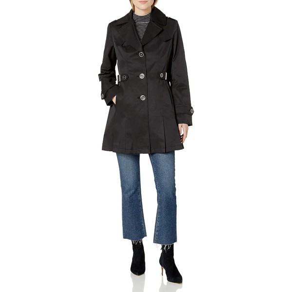 ヴィアスピガ レディース コート アウター Women's Single-Breasted Pleated Trench Coat Black