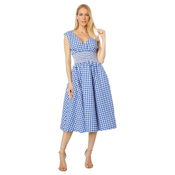 ケイト スペード レディース ワンピース トップス Gingham Smocked Waist Dress Blueberry