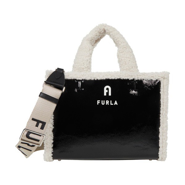 フルラ レディース ハンドバッグ バッグ Opportunity Small Tote White Cotton/Nero