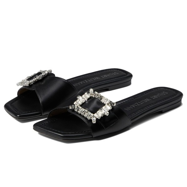 スチュアート ワイツマン レディース サンダル シューズ Shine Buckle Slide Sandal Black