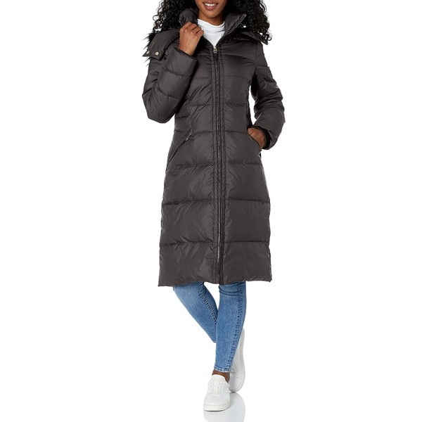 コールハーン レディース コート アウター Women's Essential Down Coat with Fur Trim Hood Black