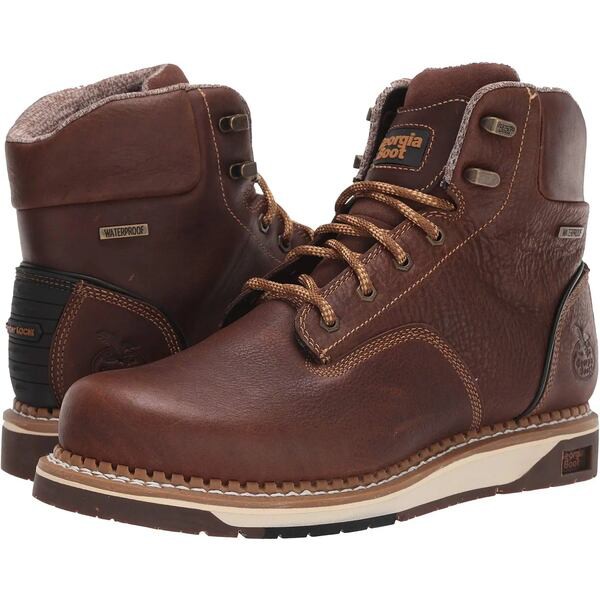 ジョージブーツ メンズ ブーツ＆レインブーツ シューズ AMP LT Wedge Waterproof 6" Work Boot Dark Brown