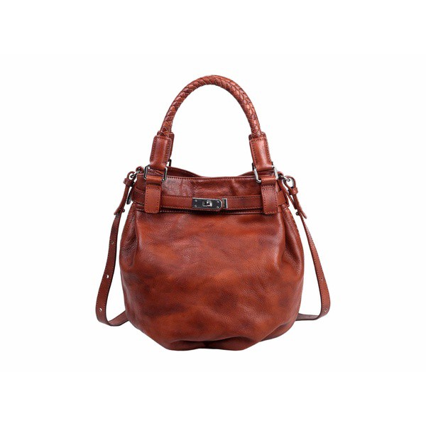 オールドトレンド レディース ハンドバッグ バッグ Genuine Leather Pumpkin Bucket Bag Coffee