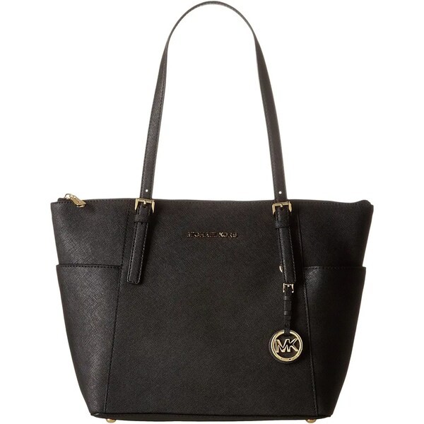 マイケルコース レディース ハンドバッグ バッグ Jet Set Saffiano Top-Zip Tote Black