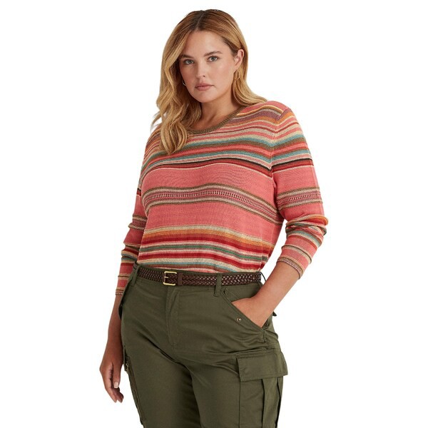 ラルフローレン レディース ニット&セーター アウター Plus Size Striped Cotton-Blend Sweater Multi