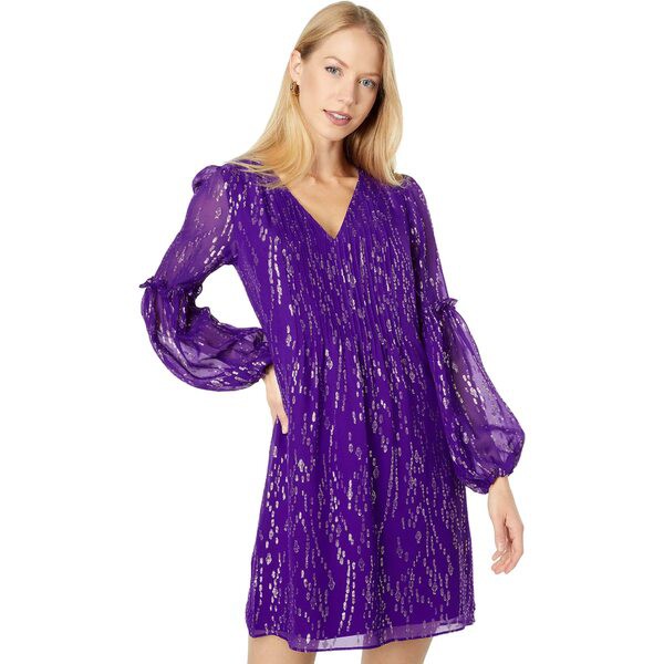 リリーピュリッツァー レディース ワンピース トップス Cleme Silk Dress Purple Berry Fish Clip Chiffon