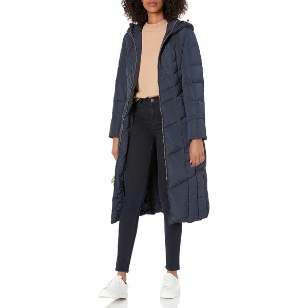 コールハーン レディース コート アウター Women's Hodded Maxi Taffeta Down Coat Navy