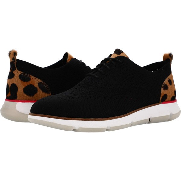 コールハーン レディース オックスフォード シューズ 4. Zerogrand Stitchlite Oxford Black Knit/leopard Haircalf Print