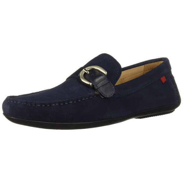 マークジョセフニューヨーク メンズ スリッポン・ローファー シューズ Men's Leather Made in Brazil Buckle Driver Loafer Navy Suede