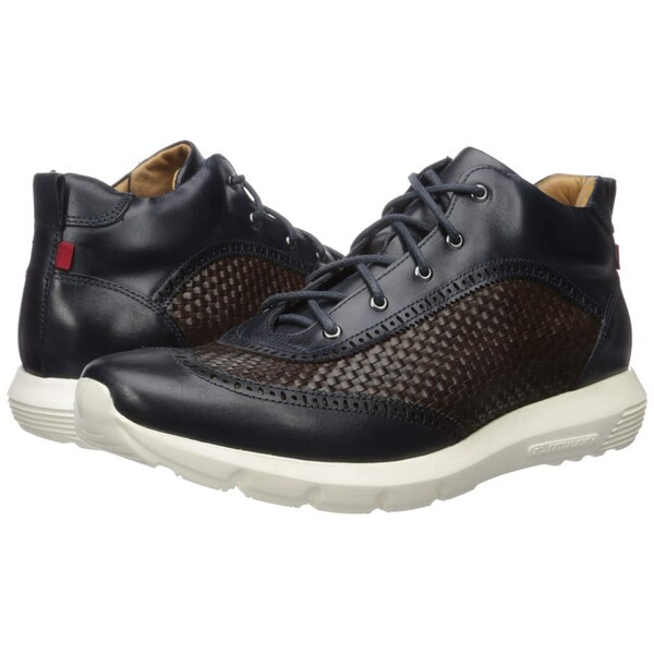 マークジョセフニューヨーク メンズ スニーカー シューズ Men's Leather Extra Lightweight Wingtip Ankle Boot Navy Nappa/Brown Weave