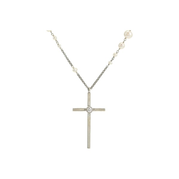 チャンルー レディース ネックレス・チョーカー・ペンダントトップ アクセサリー Pearl and Cross Pendent Necklace White Pearl