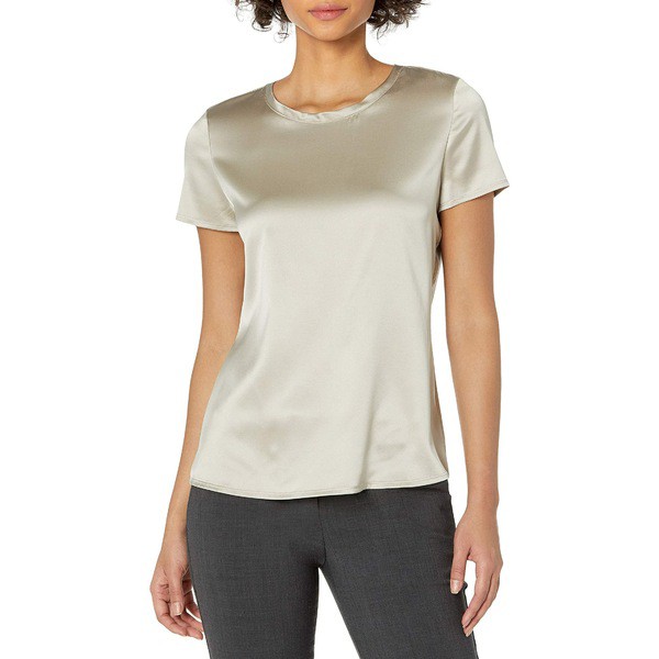 セオリー レディース シャツ トップス Theory Women's Slim Woven Tee Stretch Satin Silver Grey