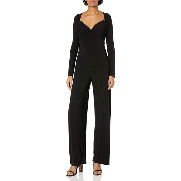 ノーマカマリ レディース ジャンプスーツ トップス Womens Long Sleeve Sweetheart Side Drape Jumpsuit Black