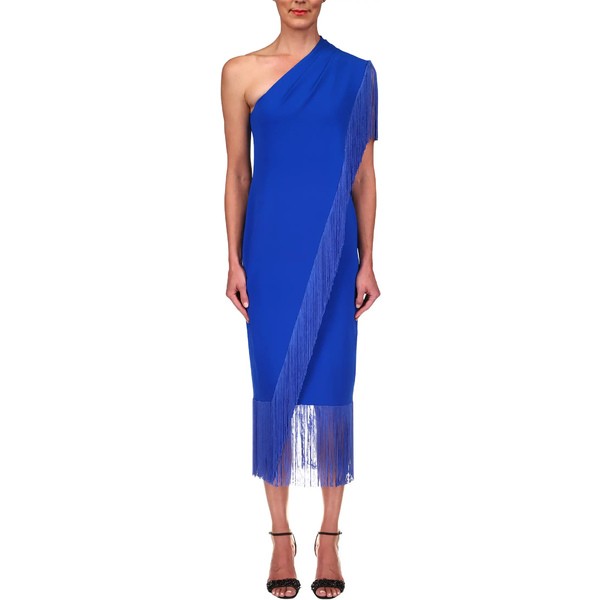 バッジェリーミシュカ レディース ワンピース トップス Stretch Crepe Fringe Dress Mediterranean Blue