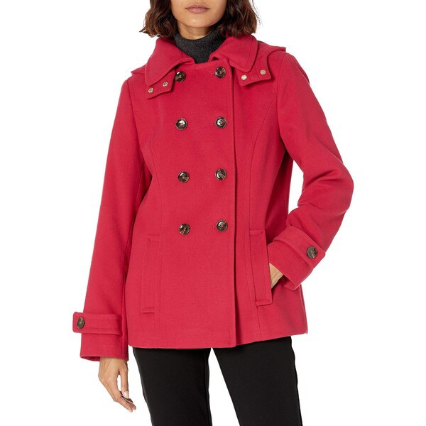 カルバンクライン レディース コート アウター Women's Double Breasted Peacoat (Petite, Standard, Plus) Crimson