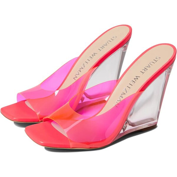 スチュアート ワイツマン レディース ヒール シューズ Tia 100 Lucite Wedge Neon Pink