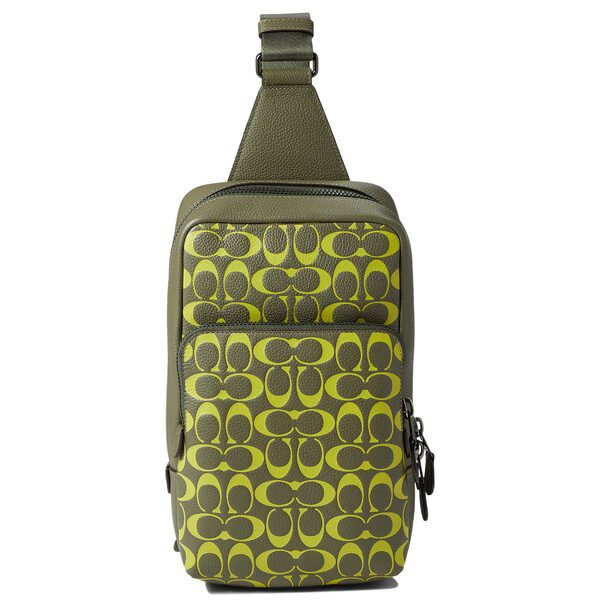 コーチ メンズ バックパック・リュックサック バッグ Gotham Pack in Printed Signature Pebble Leather Army Green/Key Lime