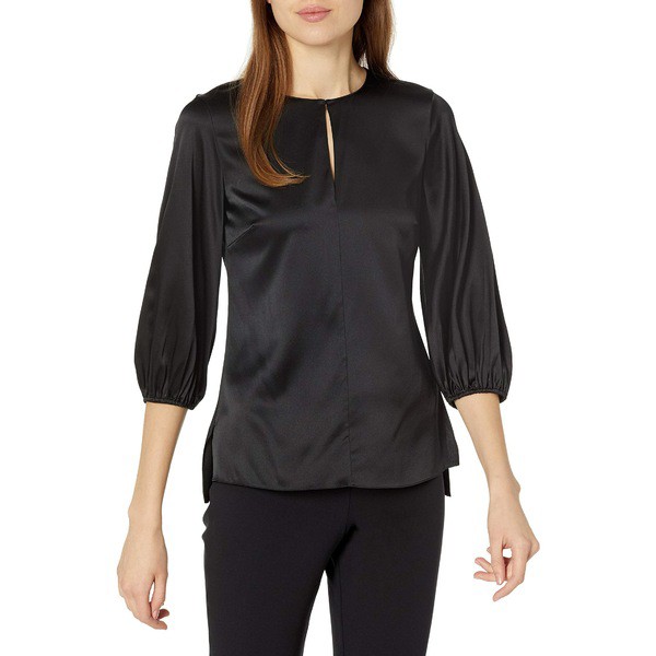 セオリー レディース シャツ トップス Women's Stretch Satin Volume Sleeve Top Black