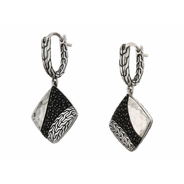 ジョン・ハーディー レディース ピアス＆イヤリング アクセサリー Classic Chain Hammered Square Drop Earrings Black Sapphire/Black S