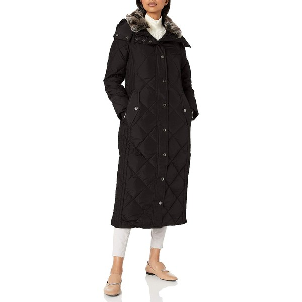 ロンドンフォグ レディース コート アウター Women's Diamond Down Quilting with Removable Hood Black