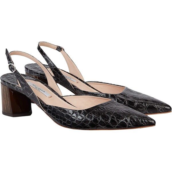 エムエメウラフール レディース ヒール シューズ Irene Slingback Embossed Croc Onyx