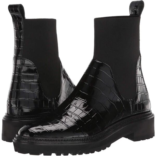 ロフラー ランダル レディース ブーツ＆レインブーツ シューズ Bridget Chelsea Combat Boot Black Shiny Embossed Croc