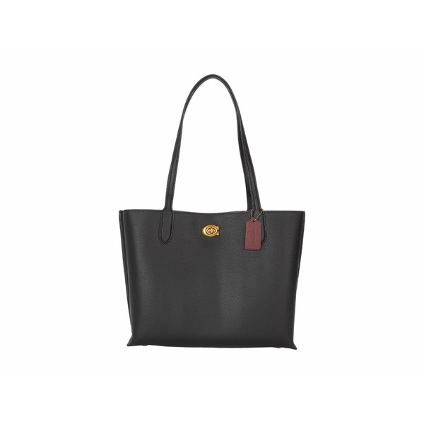 コーチ レディース ハンドバッグ バッグ Polished Pebble Leather Willow Tote Black