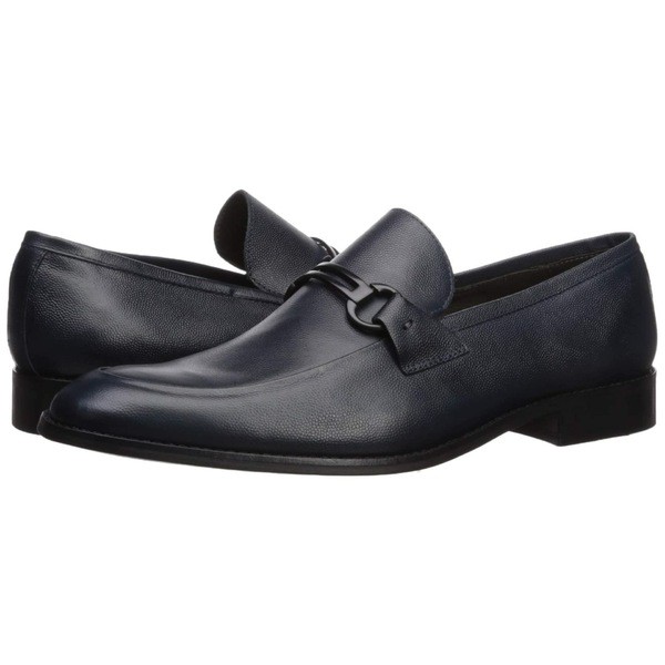 マークジョセフニューヨーク メンズ スリッポン・ローファー シューズ Men's Leather Luxury Gold Collection Bit Buckle Loafer Navy Na