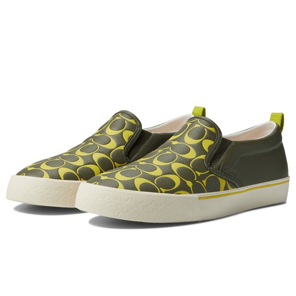 コーチ メンズ スニーカー シューズ Printed Pebble Slip-On Skate Army Green