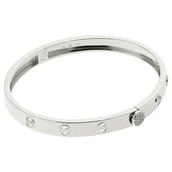 マイケルコース レディース ブレスレット・バングル・アンクレット アクセサリー Sterling Silver MK Logo Bangle Bracelet Silver-Tone