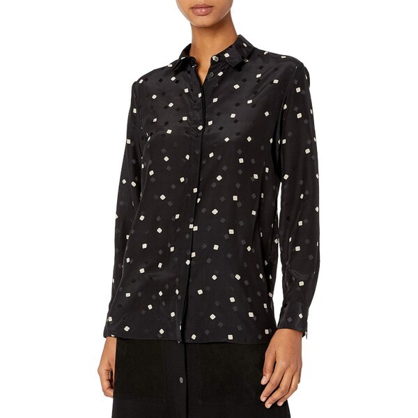 セオリー レディース シャツ トップス Women's Classic Straight Button Down Shirt Black Multi