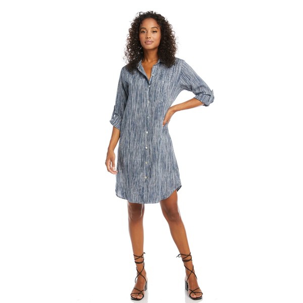 カレンケーン レディース ワンピース トップス Linen Shirtdress Blue