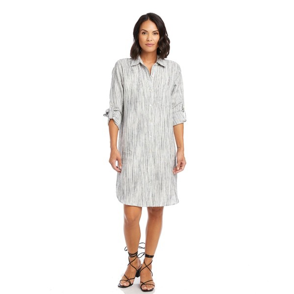 カレンケーン レディース ワンピース トップス Linen Shirtdress Gray