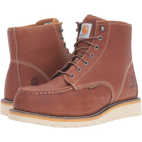 カーハート メンズ ブーツ＆レインブーツ シューズ 6" Steel Toe Waterproof Wedge Boot Tan Oil Tanned Leather