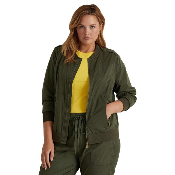 ラルフローレン レディース コート アウター Plus Size Bomber Jacket Dark Tropical Olive